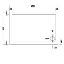 Nes Home Slim 1200 X 800 Rectangular Stone Resin Shower Tray For Wetroom Enclosure - thumbnail 2