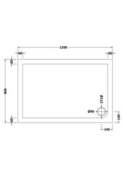 Nes Home Slim 1200 X 800 Rectangular Stone Resin Shower Tray For Wetroom Enclosure - thumbnail 3