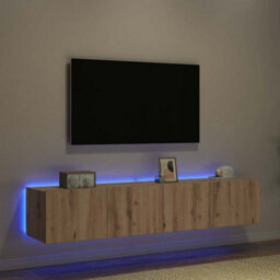 Berkfield Modern Tv Wall Cabinets With Led Lights 2 Pcs Artisan Oak 80X35X31 Cm - thumbnail 5