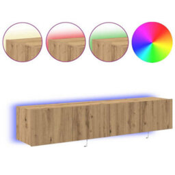 Berkfield Modern Tv Wall Cabinets With Led Lights 2 Pcs Artisan Oak 80X35X31 Cm - thumbnail 4