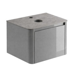 Plum&clay Mayfair Gloss Light Grey Wall Hung Bathroom Vanity Unit With Grey Marble Countertop (W)750mm (H)406mm - thumbnail 2