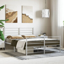Berkfield Metal Bed Frame With Headboard And Footboard White 150X200 Cm 5Ft King Size - thumbnail 3