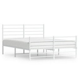 Berkfield Metal Bed Frame With Headboard And Footboard White 150X200 Cm 5Ft King Size - thumbnail 2