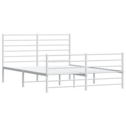 Berkfield Metal Bed Frame With Headboard And Footboard White 150X200 Cm 5Ft King Size - thumbnail 5