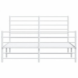 Berkfield Metal Bed Frame With Headboard And Footboard White 150X200 Cm 5Ft King Size - thumbnail 6