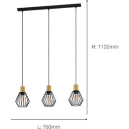 Loops Stylish Modern Black And Brown Triple Pendant Ceiling Light For Contemporary Interiors - thumbnail 5