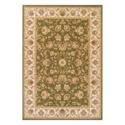 Persian Easy To Clean Bordered Floral Green Traditional Rug For Dining Room-80Cm X 140Cm - thumbnail 4