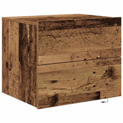 Berkfield Durable Bedside Cabinet With Led Wall-Mounted Old Wood 50X39X41 Cm - image 1