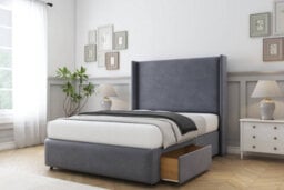 "Sloomy Stratford Steel Plush Divan Bed 2 Drawers Foot-End With 54"" Wingback Headboard & 12"" Footboard 5' King" - thumbnail 4