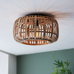 Luminosa Lighting Luminosa Mathias Decorative Flush Ceiling Lamp, Natural Bamboo, Plywood, Matt Black Paint - thumbnail 3