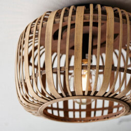 Luminosa Lighting Luminosa Mathias Decorative Flush Ceiling Lamp, Natural Bamboo, Plywood, Matt Black Paint - thumbnail 5