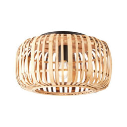 Luminosa Lighting Luminosa Mathias Decorative Flush Ceiling Lamp, Natural Bamboo, Plywood, Matt Black Paint