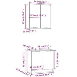 Berkfield 2 Piece Bathroom Cabinet Set Grey Sonoma Engineered Wood - thumbnail 7