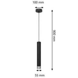 Luminosa Lighting Luminosa Tuba Slim Pendant Ceiling Light Black, Chrome 10Cm - thumbnail 3