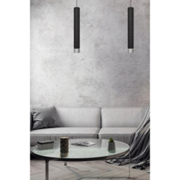 Luminosa Lighting Luminosa Tuba Slim Pendant Ceiling Light Black, Chrome 10Cm - thumbnail 2