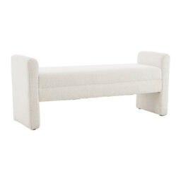 Thehotsale 130Cm W H-Shaped Bench Teddy Upholstered Bench In White - thumbnail 3