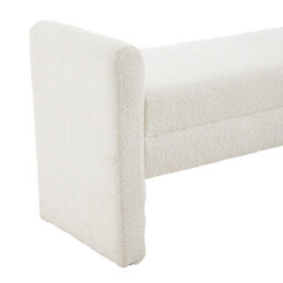 Thehotsale 130Cm W H-Shaped Bench Teddy Upholstered Bench In White - thumbnail 6