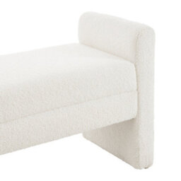 Thehotsale 130Cm W H-Shaped Bench Teddy Upholstered Bench In White - thumbnail 7