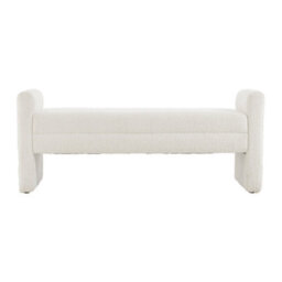 Thehotsale 130Cm W H-Shaped Bench Teddy Upholstered Bench In White