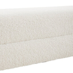 Thehotsale 130Cm W H-Shaped Bench Teddy Upholstered Bench In White - thumbnail 8
