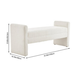 Thehotsale 130Cm W H-Shaped Bench Teddy Upholstered Bench In White - thumbnail 9
