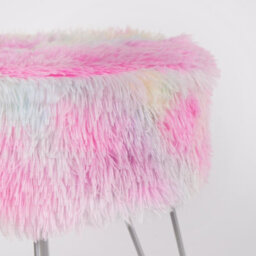 OHS Fluffy Footstool Hairpin Fleece Bedroom Vanity Seat Modern Pouffe Decor Chair - thumbnail 5