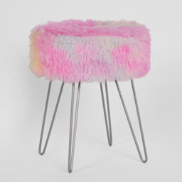 OHS Fluffy Footstool Hairpin Fleece Bedroom Vanity Seat Modern Pouffe Decor Chair - thumbnail 3