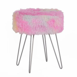OHS Fluffy Footstool Hairpin Fleece Bedroom Vanity Seat Modern Pouffe Decor Chair - thumbnail 8