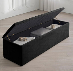 Safar 180Cm Large Ottoman Storage Box - Naples Shoes Bench - Black Lined Upholstery Blanket Storage Box - thumbnail 2