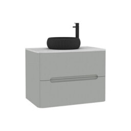Royal Bathrooms Venice 700mm Dove Grey Wall Mounted Bathroom Countertop Vanity Unit 2 Drawer With Milan Black Basin - thumbnail 7