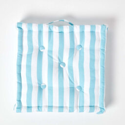 Homescapes Cotton Blue Thick Stripe Floor Cushion, 40 X 40 Cm - thumbnail 3