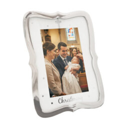 Happy Homewares Christening Picture Frame Nickel Plated With Diamante Cross And Stars - thumbnail 2