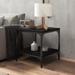 Berkfield Industrial Side Tables 2 Pcs Black 40X40X40 Cm Engineered Wood - thumbnail 4
