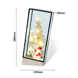 Netagon Xmas Haus Hurricane Glass Holder With Light Up Festive Village And Santa Scene Battery Operated - thumbnail 2