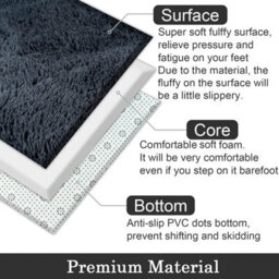 Pure Grey 80X160Cm Fluffy Soft Carpet Large Rug Anti-Slip Bedroom Living Room Floor Mats - thumbnail 5