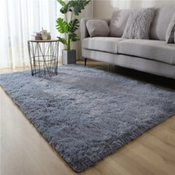 Pure Grey 80X160Cm Fluffy Soft Carpet Large Rug Anti-Slip Bedroom Living Room Floor Mats