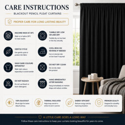 Imperial Rooms Blackout Curtain-Thermal Ready Made Pencil Pleat Curtain (2Panel) For Dinning Room Curtain Black, (W)2.28Mx(L)1.83M - thumbnail 8