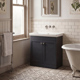Balterley Swynnerton Traditional 2 Door Floor Standing Vanity Unit With Basin, Dark Grey, 800mm - thumbnail 4