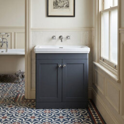 Balterley Swynnerton Traditional 2 Door Floor Standing Vanity Unit With Basin, Dark Grey, 800mm - thumbnail 2