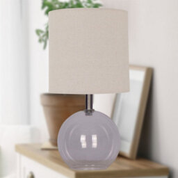 First Choice Lighting Set Of 2 Buck - Clear Glass Table Lamp With Natural Linen Shades - thumbnail 4