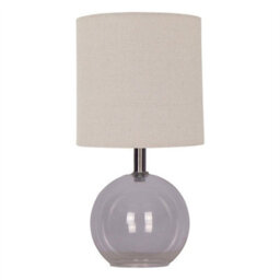 First Choice Lighting Set Of 2 Buck - Clear Glass Table Lamp With Natural Linen Shades - thumbnail 2