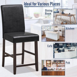2-Pack Bar Stools Pu Upholstered Bar Counter Height Chair Kitchen Dining Chair - thumbnail 3