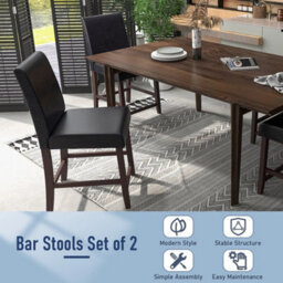 2-Pack Bar Stools Pu Upholstered Bar Counter Height Chair Kitchen Dining Chair - thumbnail 4