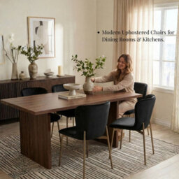 Evre Black Velvet Dining Chairs Set Of 2 With Bronze Colour Metal Frame For Kitchen, Living Room & Bedroom - thumbnail 8