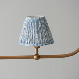 Luminosa Lighting Luminosa Santiago Brushed Aged Brass Plate Pendant Light With Shell Bay Blue Fabric Leaf Shade 16Cm 4X B22 - thumbnail 4