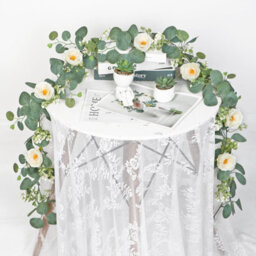 Artificial Eucalyptus Flower Garlands, 4M Long, With White Roses - thumbnail 3