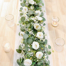 Artificial Eucalyptus Flower Garlands, 4M Long, With White Roses - thumbnail 1