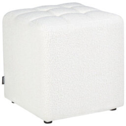 Wyld And Coco White Boucle Footstool 38 Cm Square - Chevron Upholstery, Compact Pouffe - thumbnail 4