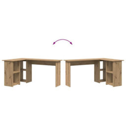 Walplus Desk With Shelf Artisan Oak 142 X 102 X 73 Cm Engineered Wood - thumbnail 9