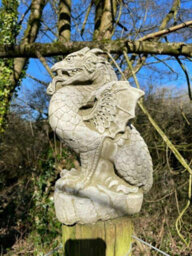 Burgess Scaly Dragon Stone Statue Outdoor Garden Ornament British Made Celtic Sculpture - thumbnail 3